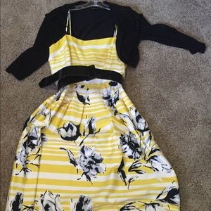 Jessica Howard yellow and black sundress w/sweater