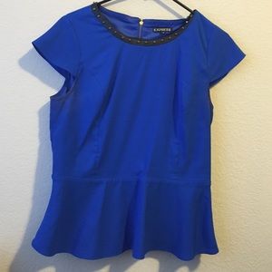 Express blue peplum top