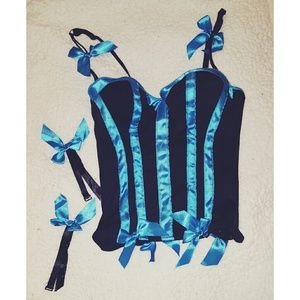 BLACK & BLUE STRIPED LINGERIE / TOP THING