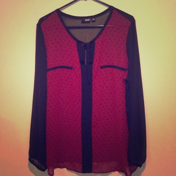 NWOT Burgundy/ Black Blouse