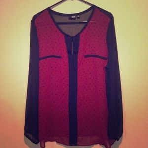 NWOT Burgundy/ Black Blouse