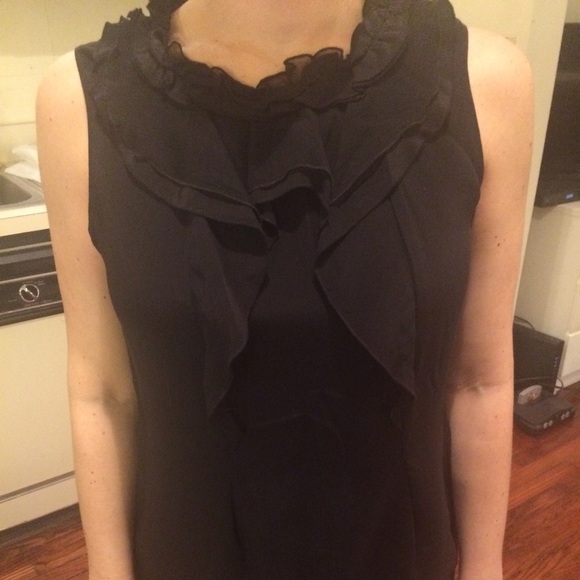 Black tahari ruffle blouse - 100% silk