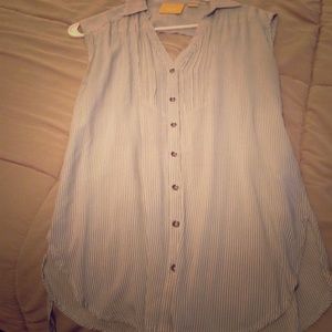 Anthro Blue/white striped blouse