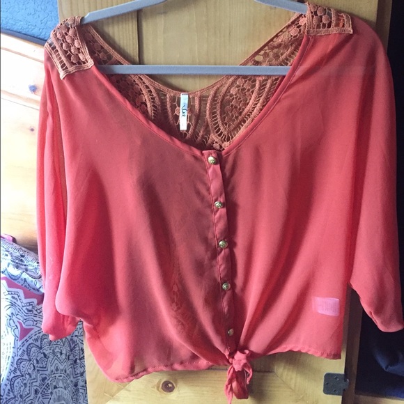 Orange Sheer blouse