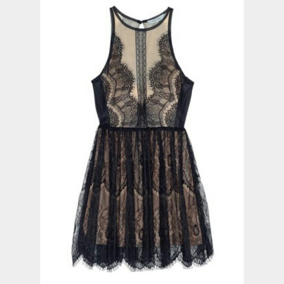 Three Floor Lace Up black dress new