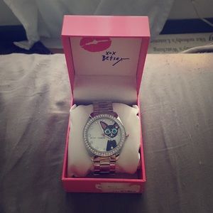 Betsy Johnson Silver Cat Watch