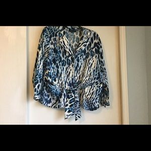 Blue patterned blouse