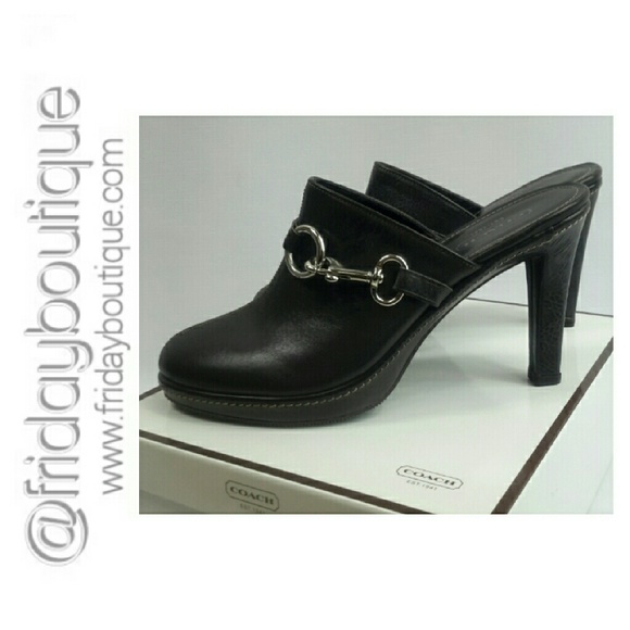 Coach Black Leather Clogs in Box - Picture 2 of 4