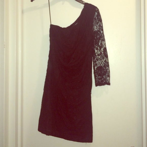 Express black lace one shoulder dress