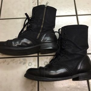 Black Leather and Canvas Combat boots