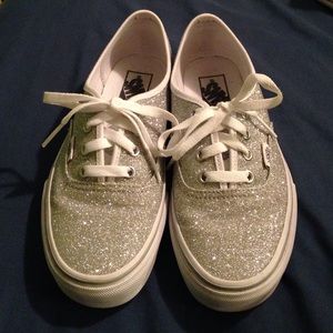 Glittery, silver and white vans
