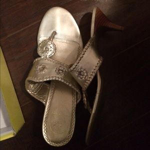 Platinum Jack Rogers kitten heel sandals