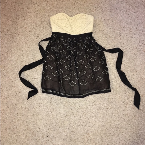 Cream and black dress