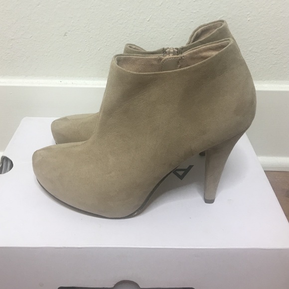 Nude suede booties