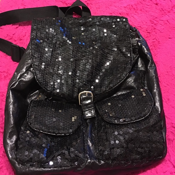 Girly black glittery backpack!