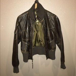 Brown leather jacket