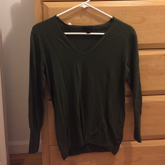 FINAL SALE J Crew Green V Neck 3/4 Sleeve Sweater