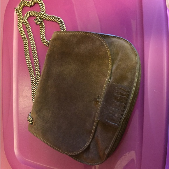 J. Crew moss green suede purse.