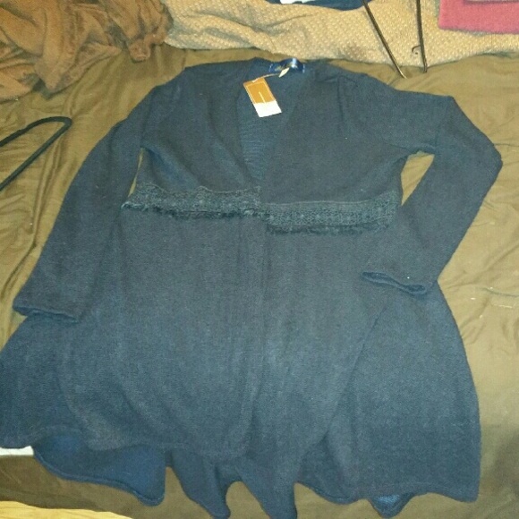 Blue sweater w/lace. So pretty!