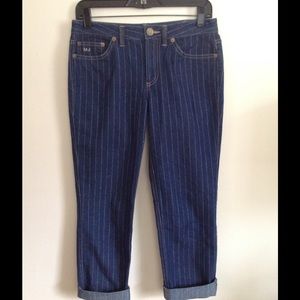 Marc by Marc Jacobs Silver Striped Denim Capris