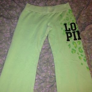 VS Pink bright green sweats
