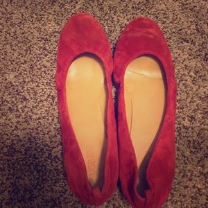 JCrew red suede flats size 9