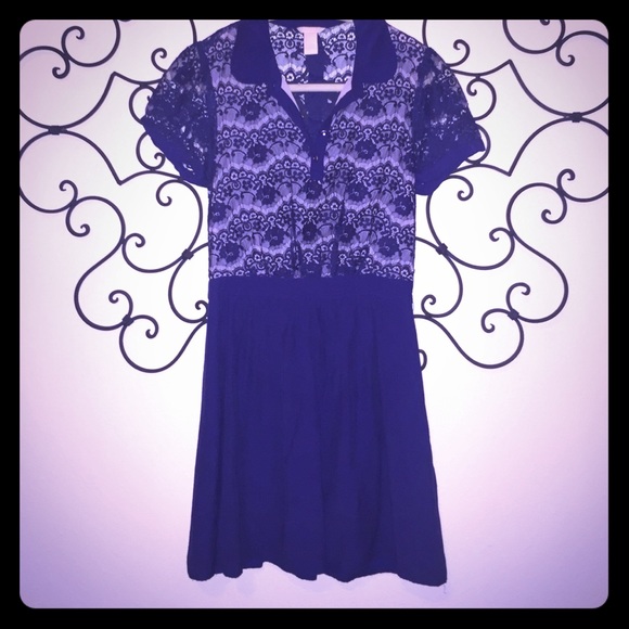 Navy Blue lace top dress