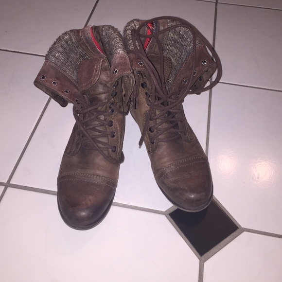 Steve Madden Brown combat boot leather SZ 8.5