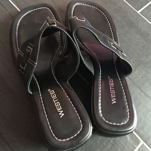 Black Westies Wedge Sandals