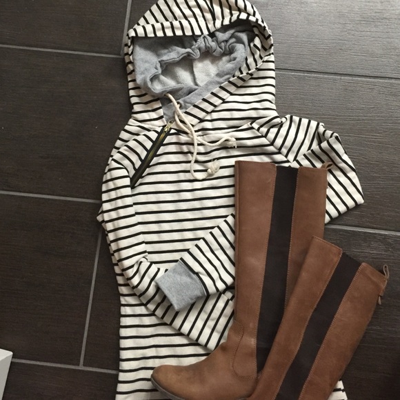 Adorable on! Tunic sweatshirt with double hood!