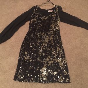 Black and silver sequin dress