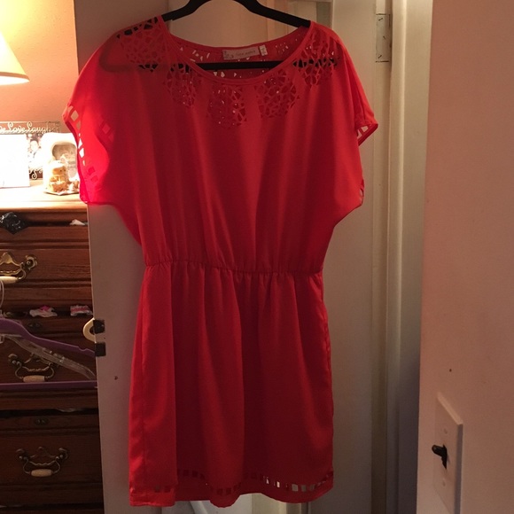 Francesca's Collections coral laser cut dress