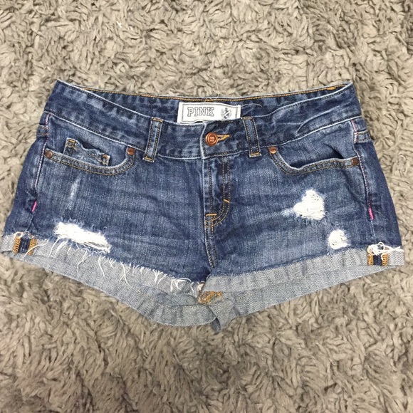 Victoria's Secret PINK distressed denim shorts