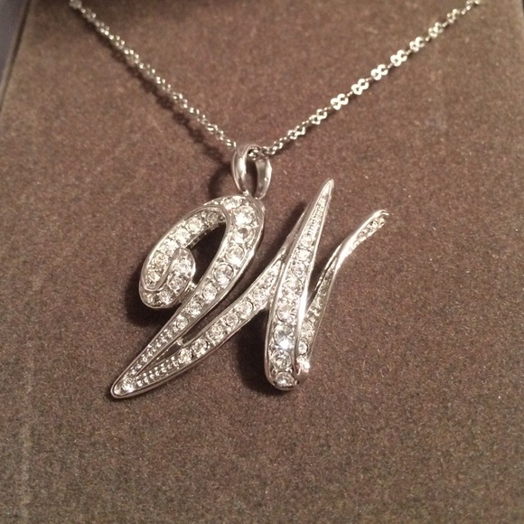 Nolan Miller Crystal initial "W" necklace