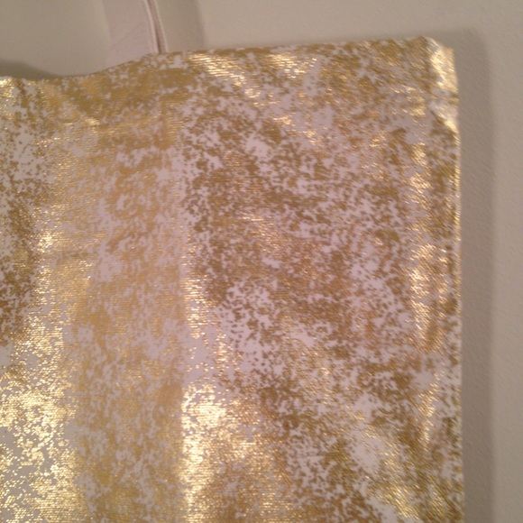 NWT Gold and White Striped Canvas Tote Bag - Picture 4 of 4