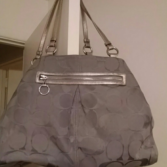 Coach grey canvas bag good shape
