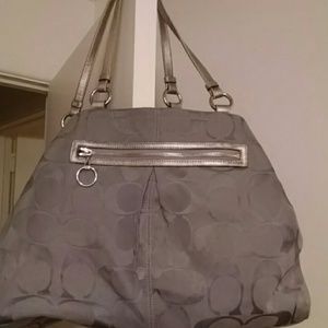 Coach grey canvas bag good shape