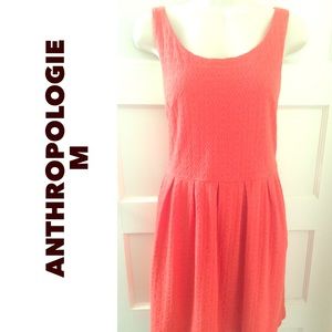 Deletta Orange Fit and Flare Textured Dress