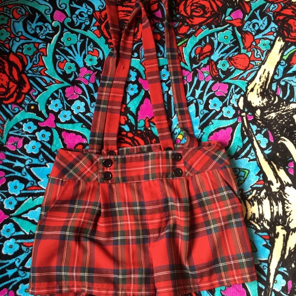 Forever21 Plaid Suspender Shorts