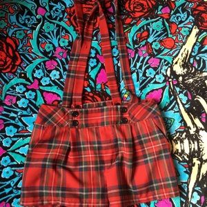 Forever21 Plaid Suspender Shorts