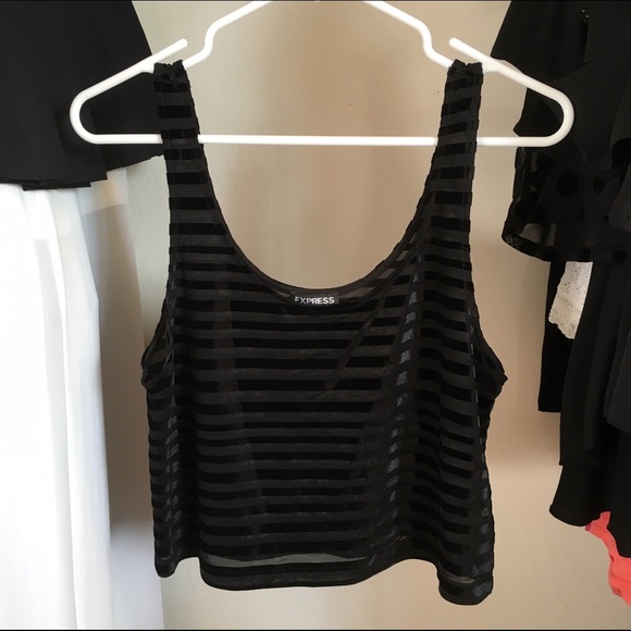 Express velvet striped crop top