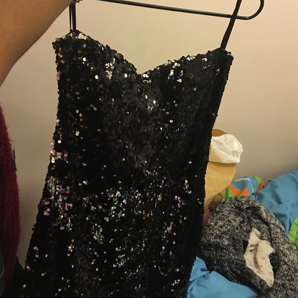 Black and silver sequined dress