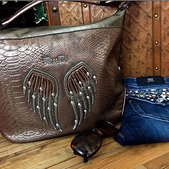 Miss Me Handbags - Miss Me Large Bronze Angel Wings Tote- New w/Tags