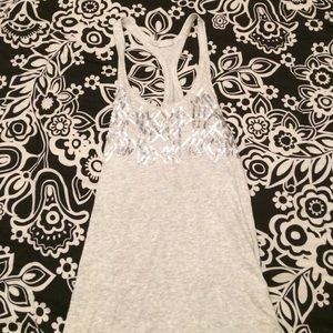 RARE PINK gray tank top with sparkle design