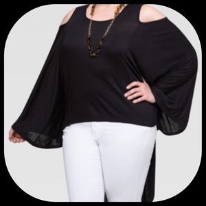 Cold Shoulder Hi-Lo Duster (Black)
