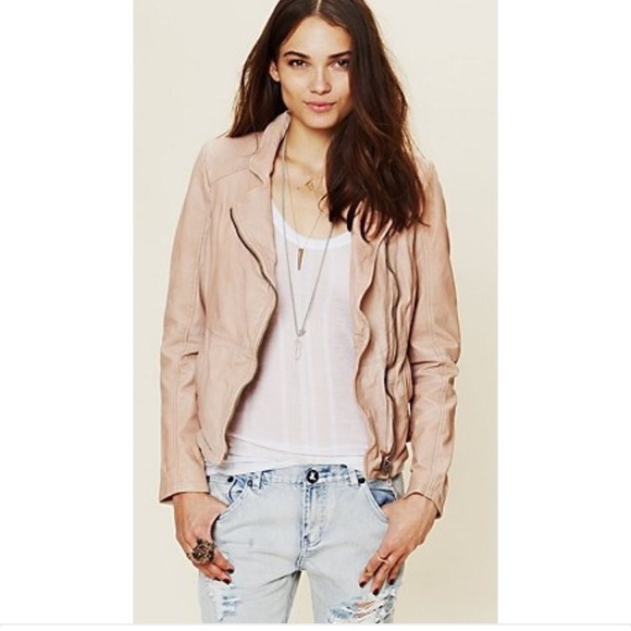 Muubaa Blush Pink Leather Biker Jacket Sz4