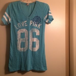 Light blue PINK Henley top