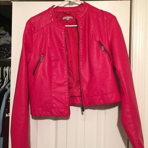 Charlotte Russe Red Leather Jacket (short style)
