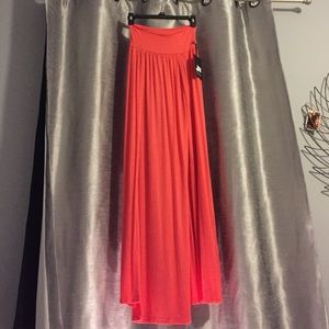Coral maxi skirt, double slit
