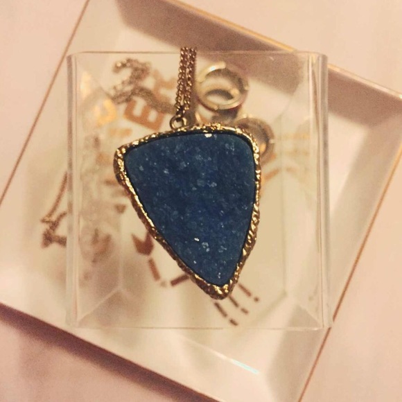 Anthropologie Jewelry - FLASH SALE $18 to $10 Blue Druzy Stone Necklace